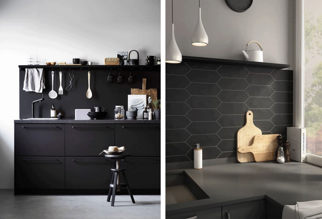 Example of total black kitchens